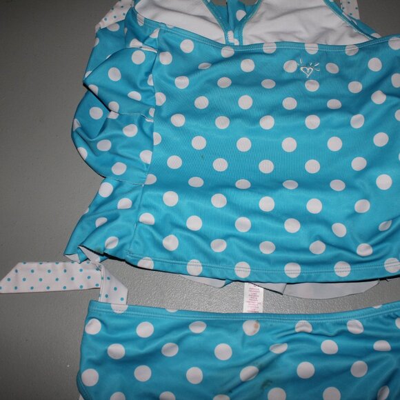 Blue & White 2 Pcs Justice Tankini Swimsuit Size 12 1/2 - Picture 6 of 11